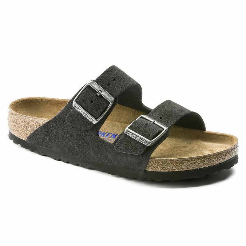 Birkenstock Soft Footbed Ruskind Arizona Dame Sort | DK 60TCE